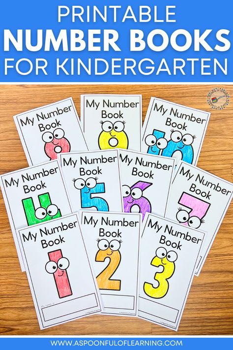 10 different printable number books Number Books For Kindergarten, Number 1 Activities For Kindergarten, Kindergarten Math Beginning Of The Year, Counting Math Centers Kindergarten, Number Books Preschool, Number Of The Week Activities, Kindergarten Math Activities Free, Pre K Math Centers, Number Books Preschool Free Printable