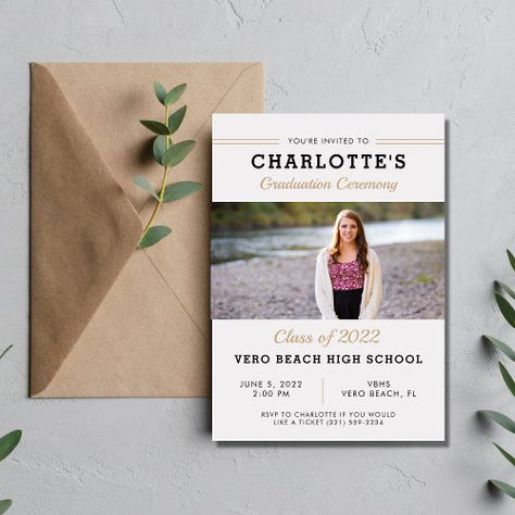 High School Graduation Ceremony Photo Invitation #zazzle #weddinginvitations #birthdayinvitations #babyshowerinvitations #zazzleinvitations #monogram #businesscards #graduation #homedecor Graduation Ceremony Invitation, High School Graduation Ceremony, Boys High School Graduation Party, Graduation Invitations High School, Class Of 2022 Graduation, Outdoor Graduation Parties, Invitation Graduation, Graduation Party High, Ceremony Invitation