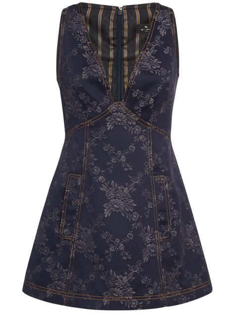 Find Etro Jacquard V-neck Sleeveless Mini Dress on Editorialist. Back zip closure. All over print placement may vary. Model is wearing a size40 Blue Dress Outfits, Drippy Fits, Mini Dress Blue, Print Placement, Sleeveless Mini Dress, Looks Vintage, Chic Dress, Dress Blue, Dream Dress