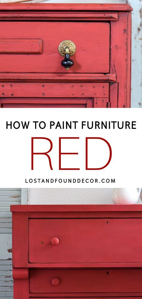 Check out these 3 tips for painting red furniture as I walk through this makeover of a vintage dixie chest in Fusion Ft. York Read. Red Kitchen Table Painted, Red Dressers Painted, Red Chalk Paint Furniture, Red Painted Furniture Ideas, Red Dresser Makeover, Orange Painted Furniture, Red Hutch, Diy Wooden Furniture, Red Buffet