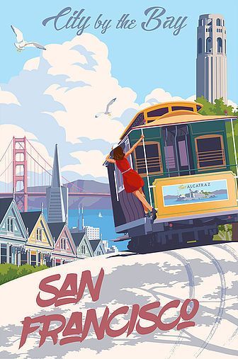 This San Francisco poster includes so many of its top attractions and views. Modern Vintage Art, Retro Graphic Design, Tourism Poster, San Francisco City, Retro Travel Poster, Picture Collage Wall, Photo Wall Collage, Vintage Poster Art, Art Collage Wall