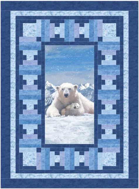 Easy Winter quilt pattern that uses a panel. Icebergs Quilt Pattern BS2-443 by Rose Cottage Quilting - Barb Sackel.  Check out our Winter patterns. https://www.pinterest.com/quiltwomancom/winter-patterns/  Subscribe to our mailing list for updates on new patterns and sales! http://visitor.constantcontact.com/manage/optin?v=001nInsvTYVCuDEFMt6NnF5AZm5OdNtzij2ua4k-qgFIzX6B22GyGeBWSrTG2Of_W0RDlB-QaVpNqTrhbz9y39jbLrD2dlEPkoHf_P3E6E5nBNVQNAEUs-xVA%3D%3D Winter Quilts Patterns, Wildlife Quilts, Scrap Quilting, Winter Quilt, Panel Ideas, Panel Quilt Patterns, Block Quilts, Fabric Panel Quilts, Border Ideas