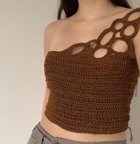 ig creds: withlovebysay Brown Crochet, Sewing Projects Clothes, Freeform Crochet, Top 4, Egyptian Cotton, Baby Knitting Patterns, Crochet Fashion, Yarn Crafts, Summer Tops