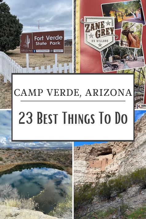 If you enjoy hiking, outdoor activities, national park and cultural sites, Camp Verde Arizona is a great place to visit. It's close enough to Sedona but offers many unique experiences. Check out our list of 23+ things to do in Camp Verde on our blog post at www.theplaceswherewego.com #campverde #visitarizona #travel Verde Valley Arizona, Camp Verde Arizona, Arizona Trip, State Park Camping, Arizona Adventure, Visit Arizona, Arizona Hiking, Us Road Trip, Lake Havasu