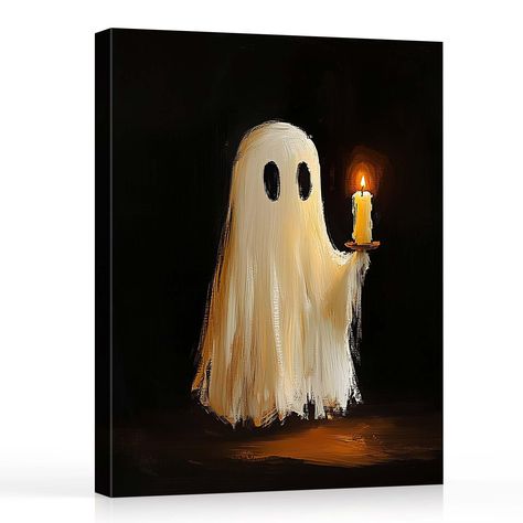 PRICES MAY VARY. 【Ideal Size for Any Space】 From 8~30 inches, this lovely ghost art is perfect for adding a quirky vibe to small or huge spaces like bathrooms, hallways, or bedrooms and living rooms. It adds a cute yet eerie vibe that’s sure to delight guests and family members alike. Each artwork from B.B.F MAKE is crafted with high-quality materials and advanced printing techniques, ensuring vibrant, long-lasting colors and sharp details. Our stunning canvas prints add elegance and a dynamic s Mini Christmas Paintings On Canvas, Abstract Painting For Bedroom, Halloween Paintings On Canvas Easy, Spooky Wall Decor, Cloud Painting Acrylic, Fall Canvas Art, Kitchen Corridor, Painting For Bedroom, Wall Art Halloween