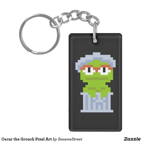 Oscar the Grouch Pixel Art Keychain Art Keychain, Keychain Display, Oscar The Grouch, Mini Cross, Mini Cross Stitch, Presents For Kids, Personalized Note Cards, Fun Gifts, Dream Design