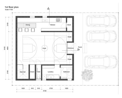 Basketball Court Floor Plan, Indoor Sports Court Floor Plans, Floor Plan With Basketball Court, Indoor Sports Court, Home Basketball Court, Basketball Court Layout, Loft Floor Plans, Basketball Court Flooring, Loft Floor