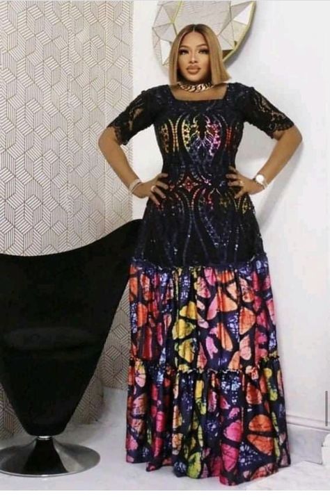 Adire Styles For Women, Ankara Combination Styles, Maxi Gown Styles, Ankara Maxi Gown, Ankara Bubu, Bubu Styles, Adire Styles, African Maxi Dress Ankara, Stylish Naija