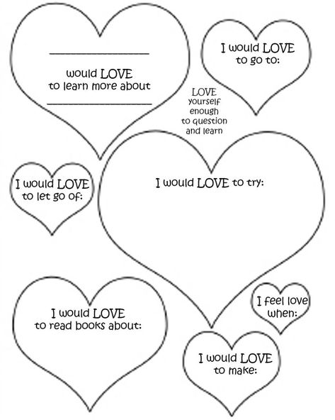 Valentines Worksheet Valentines Day Worksheets, Relationship With Self, Valentine Worksheets, Self Esteem Worksheets, Self Esteem Activities, Group Counseling, Building Self Esteem, Counseling Activities, Art Therapy Activities