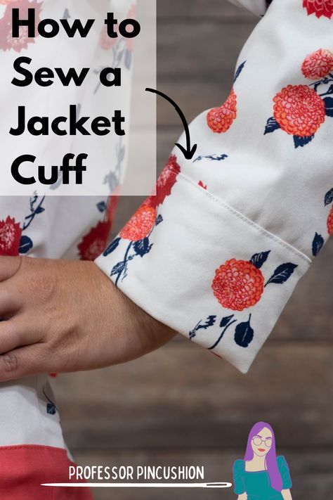 Are you making a jacket and wondering how to finish the sleeve. Typically jackets have a cuff at the bottom. This is a separate strip of fabric that is usually stabilized with interfacing. They're not hard to sew on but there are a few steps to doing it well. This video will take you through each step of the jacket cuff to let you know what to expect. #sewing #sew #diysew #sewingclothes #garmentsewing #diyclothes Sewing Cuffs On Sleeves, Sew A Jacket, Vest Ideas, Cuffs Diy, Sewing Piping, Garment Sewing, Embellished Denim, A Jacket, Life Tips