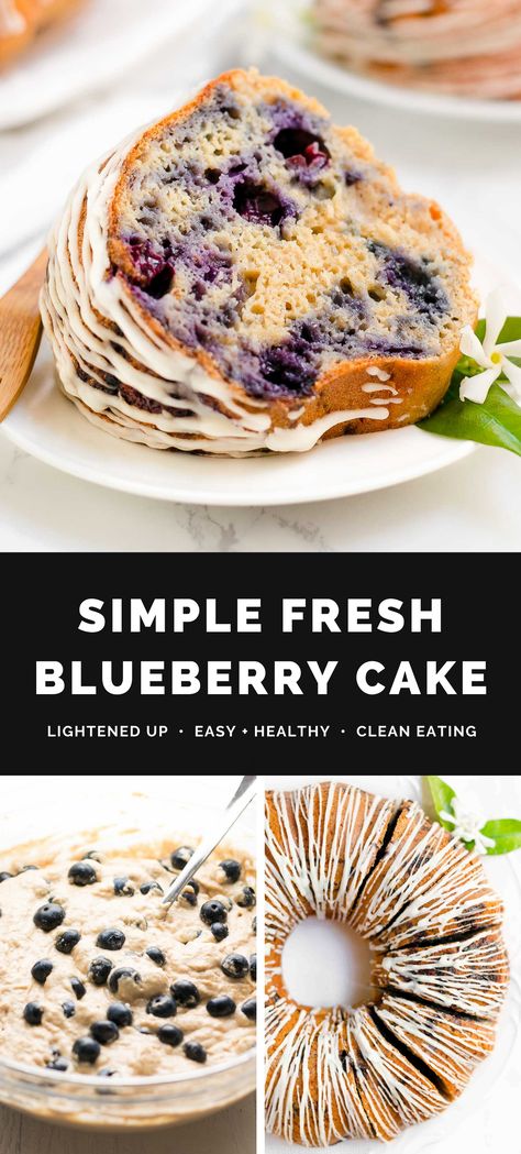 Healthy Blueberry Almond Bundt Cake – this easy blueberry cake recipe is AMAZING! It's quick & simple to make. Less than 30 min to get it in the oven! Moist, tender, sweet, full of flavor… And surprisingly healthy too! Naturally clean eating & low calorie with no refined sugar. My FAVORITE blueberry cake recipe!! Fresh blueberry cake from scratch. Easy blueberry cake recipe homemade. Healthy blueberry cake with greek yogurt. Low calorie cake recipe. Blueberry bundt cake recipe. Cake From Scratch Easy, Low Sugar Cake, Low Calorie Cake Recipes, Easy Blueberry Cake, Cake With Greek Yogurt, Blueberry Bundt Cake Recipes, Almond Bundt Cake, Eating Low Calorie, Low Sugar Cakes