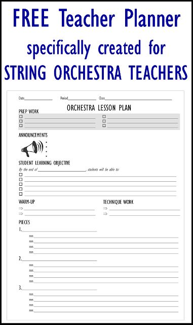 PERFECT! Elementary Lesson Plan Template, Teaching Orchestra, Student Learning Objectives, Orchestra Classroom, Orchestra Teacher, Violin Teaching, Band Teacher, Lesson Plan Template, Violin Lessons