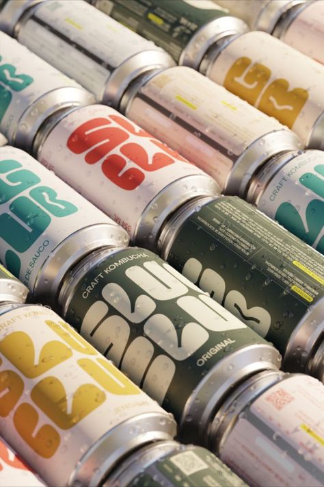 Slug Club Kombucha Shakes Up The Saturated Kombucha Industry Kombucha Can Design, Canned Drink Photography, Packing Design Creative, Kombucha Aesthetic, Kombucha Design, Kombucha Branding, Simple Packaging Design, Slug Club, Kombucha Packaging