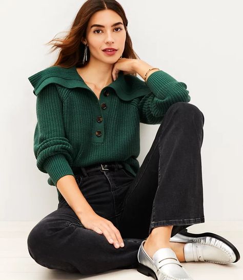 New Clothing Arrivals | Loft Loft Clothing, Loft Outfits, Collared Sweater, Johnny Collar, Fall 24, New Accessories, Detailed Sweater, Collar Sweater, Dresses Pants