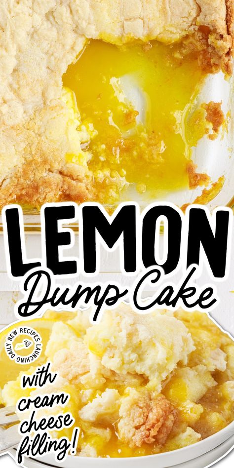 Lemon Dump Cake, Lemon Dump Cake Recipe, Lemon Dessert Recipes Easy, Dump Cake Recipes Chocolate, Costco Cake, Lemon Curd Cake, Blueberry Dump Cakes, Lemon Pudding Cake, Lemon Pie Filling