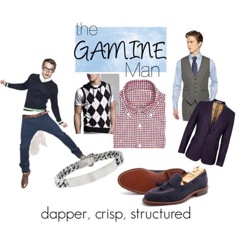 "the Gamine Man" by expressingyourtruth on Polyvore Male Kibbe Body Types, Kibbe Gamine, Gamine Outfits, Kibbe Types, Style Theory, Gamine Style, Giovanna Battaglia, Diy For Men, Scene Fashion