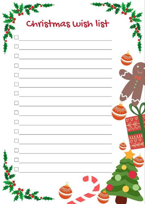 Christmas List Layout, Diy Christmas List, Christmas Wish List Aesthetic, Christmas List Ideas On Paper, Christmas Wishlist Template, Wish List For Christmas, Christmas Decorations List, Wishlist Noel, Stuff For Christmas