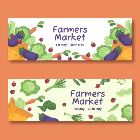 Free Vector | Hand drawn flat design farmers market banner Market Banner, Vector Hand, Flat Design, Farmers Market, Graphic Resources, Banners, Hand Drawn, Vector Free, How To Draw Hands