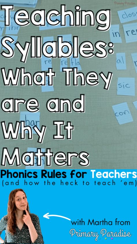 6 Syllable Types: Why You Need to Teach Them Syllables 1st Grade, How To Teach Syllables, What Is A Syllable, Six Syllable Types, 6 Syllable Types, Syllable Rules, Teaching Syllables, Spelling Word Practice, Passage Writing