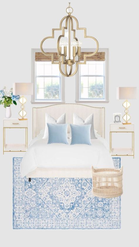 Light Blue Room, Coastal Preppy Bedroom, Light Blue Dorm Room, Light Blue Dorm, Room Light Blue, Blue Dorm Room, Light Blue Rooms, Blue And Gold Bedroom, Costal Bedroom