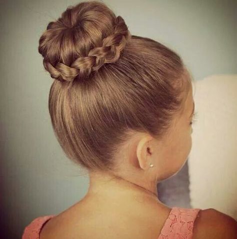 Braided bun Dancing Hairstyles, Cornrow Designs, Sweet Hairstyles, Competition Hair, Dance Hairstyles, Flower Girl Hairstyles, Princess Hairstyles, Girl Short Hair