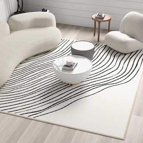 #Lounge #LivingRoom #Garage #Hallway #AnyRoom #Guestroom #Bedroom #Bathroom #UtilityLaundryRoom #Kitchen #HomeOfficeStudy https://ebay.us/qby31a Black And White Carpet, Black White Area Rug, Black And White Rug, Lounge Rug, Mirror Dining Room, Den Bedroom, Minimalist Rugs, Geometric Carpet, White Carpet