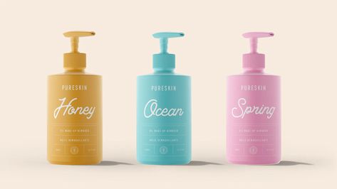 Pureskin: Natural Beauty With A Feminine Touch | Dieline - Design, Branding & Packaging Inspiration Skin Care Products Design, Milk Brands, Skincare Branding, Cosmetic Packaging Design, Skincare Packaging, Tea Brands, Branding Mood Board, Products Design, Coffee Branding