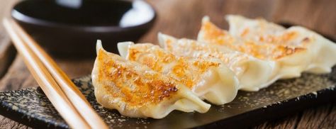 GW Fin’s Lobster Dumplings | LIVE with Kelly and Ryan Fried Dumplings Chinese, Inexpensive Appetizers, Japanese Dumplings, Holiday Party Appetizers, Gourmet Appetizers, Frozen Dumplings, Onion Tart, Easy To Make Appetizers, Homemade Chips