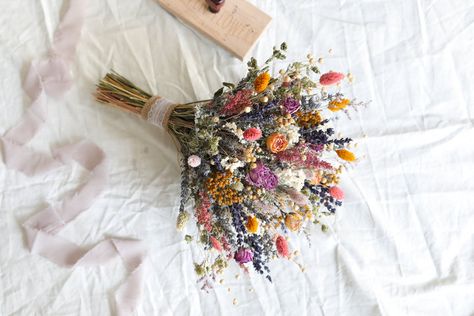 DRIED FLOWERS WEDDING – Heavenpartyflowers Lavender Wildflower Wedding Bouquet, Wildflower Wedding Theme Bridesmaid, September Wedding Bouquets, Wildflower Wedding Theme, Dried Roses, Drying Roses, Dried Flowers Wedding, Fresh Wedding Flowers, Boquette Flowers