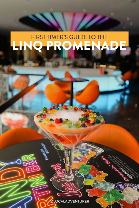 I Love Sugar Gummy Bears Martini at the LINQ Promenade Freemont Street Las Vegas, Linq Las Vegas, Linq Promenade, Las Vegas Eats, Las Vegas Trip Planning, Vegas Trip Planning, Vegas Photos, Vegas Activities, Vegas Photography