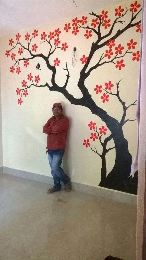 Gorgeous switch board painting decoration designs Tree Wall Painting Ideas Living Room, Wall Penting Design, Indian Wall Painting Living Rooms, Wall Painting Ideas Indian, Wall Drawing Ideas Creativity, Wall Painting Ideas Creative, Simple Wall Paintings, Wall Painting Living Room, 3d Wall Painting