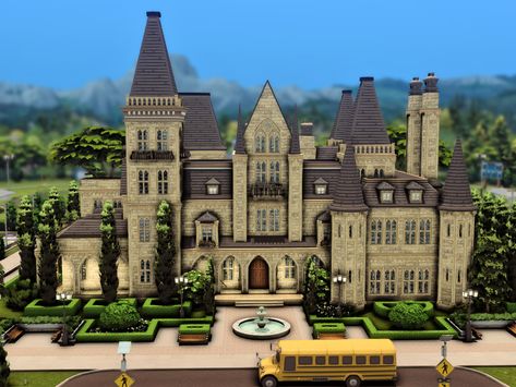 The Sims Resource - Private School Sims Boarding School, Private School Mod Sims 4, Private School Sims 4, Sims 4 Magic School, Magic Academy Building, Sims 4 Private School, Sims 4 Mansion Download, Sims 4 Boarding School, Sims 4 School Building