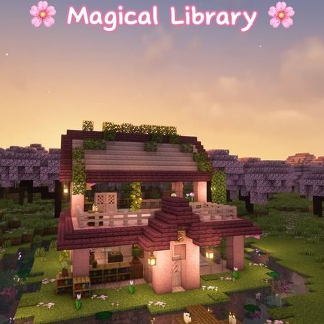 Audiauna | I made a simple Cherry Blossom House 🌸✨#minecraft #minecraftbuilds #minecrafttutorial | Instagram Minecraft Cherry Blossom Pond, Blossom House Minecraft, Minecraft Decor Ideas Interior Design, Cherry Blossom House Minecraft, Minecraft Couch, Cherry Blossom House, Casa Minecraft, Case Minecraft, Summer Plan