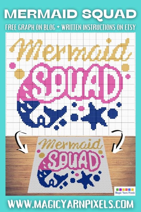 Get the Free Graph for this Mermaid Squad Pattern. Modern graphs for c2c crochet, cross stitch & other crafts from Magic Yarn Pixels. Unicorns And Dragons, Fantasy Home Decor, Mermaid Squad, C2c Crochet Pattern Free, C2c Crochet Pattern, Cutest Crochet, Start Crocheting, Surprise Your Girlfriend, Baby Blanket Patterns