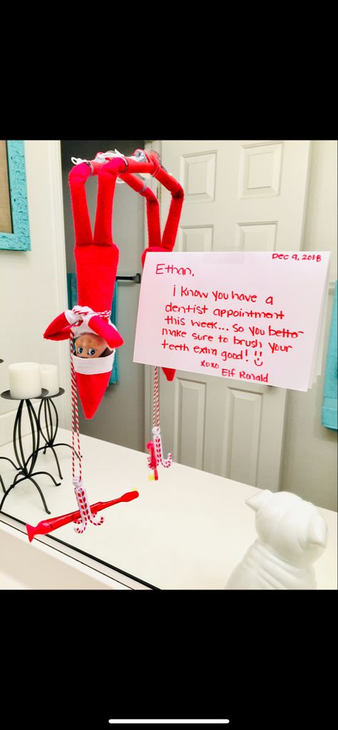 Elf On The Shelf Dentist Ideas, Dentist Elf On The Shelf, Dentist Ideas, Dentist Appointment, Elf Fun, Happy December, First Haircut, Shelf Ideas, On The Shelf