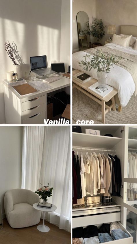 Minimal Decor Bedroom, Beige Room Aesthetic, Vanilla Room, Beige Room, Bedroom Candles, House Vibes, White And Beige, Minimal Decor, Aesthetic Bedroom