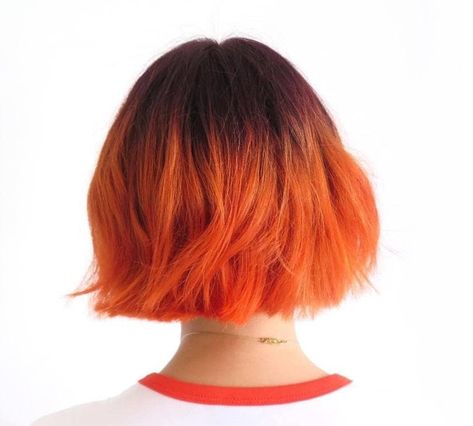 Big Short Hair, Orange Ombre Hair, Cheveux Oranges, Short Ombre Hair, Fesyen Rambut, Color Highlights, Colour Ideas, Hair Color Blue, Ombre Hair Color