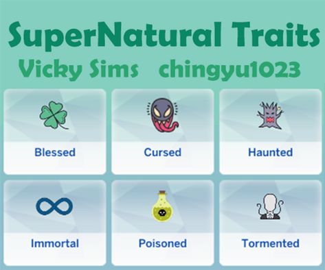 Supernatural Traits V1.4 | Vicky Sims (chingyu1023) na Patreonie Sims 4 Cc Witch Trait, Sims 4 Cc More Aspirations, Sims 4 Immortal Trait, Ts4 Cc Traits Patreon, Sims 4 Supernatural Mod, Sims4 Cc Traits, Sims 4 New Occult Mod, Sims4 Traits Cc, Ts4 Cc Traits