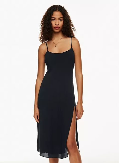 AFFOGATO DRESS - Midi slip dress Aritzia Dress, Midi Wrap Dress, Midi Slip Dress, Maxi Slip Dress, Knit Mini Dress, Romper With Skirt, Black Slip Ons, Crepe Fabric, 50's Dress