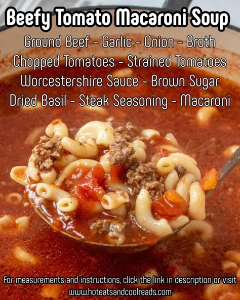 Macaroni Soup Recipes, Macaroni Soup, Beef Soup Recipes, Goulash Recipes, Homemade Soup Recipe, Soup Kitchen, Comfort Soup, Beef Casserole Recipes, Delicious Soup Recipes