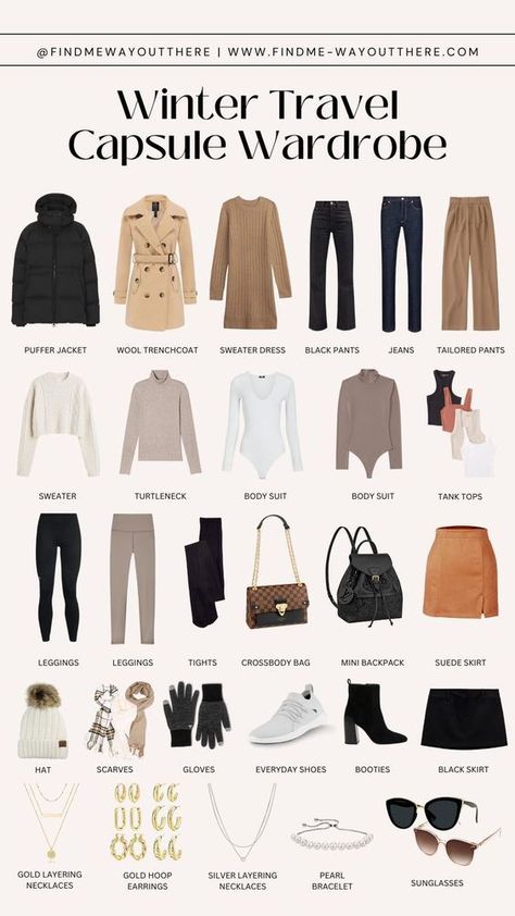 Winter Trip Capsule Wardrobe, Europe Capsule Wardrobe Winter, Capsule Winter Travel Wardrobe, Winter Travel Capsule Wardrobe 2023, Outfits For Winter In Europe, Europe In January Outfits, Winter Travelling Outfits, Italy In The Winter Outfits, Winter Outfits For Italy