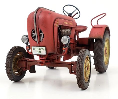 Weathering Revell's Porsche Diesel Junior 108 tractor model kit Pizza Rose, Tractor Photos, Old Tractor, Farming Equipment, I Love Pizza, Old Tractors, Vintage Tractors, Garden Tractor, Eat Pizza