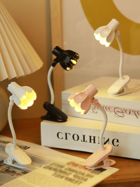 1pc Adjustable Angle Bellflower Shaped Led Clip-on Book Light, Desk Decorative Small Table Lamp, Bedside Lamp | SHEIN USA Clip Lamp, Light Desk, Book Lamp, Book Light, Lamp Bedside, Mini Lamp, Small Table Lamp, Book Lights, Novelty Lighting