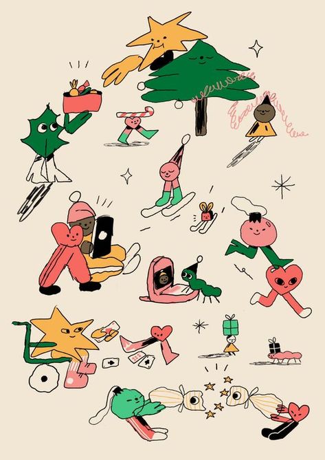 Countdown The Days To The Holidays With These 24 Cheerful Christmas-Themed Illustrations - Design & Paper Campaign Illustration, Primark Christmas, Some Sketches, 강아지 그림, 카드 디자인, 캐릭터 드로잉, Doodle Illustration, Christmas Illustration, 영감을 주는 캐릭터