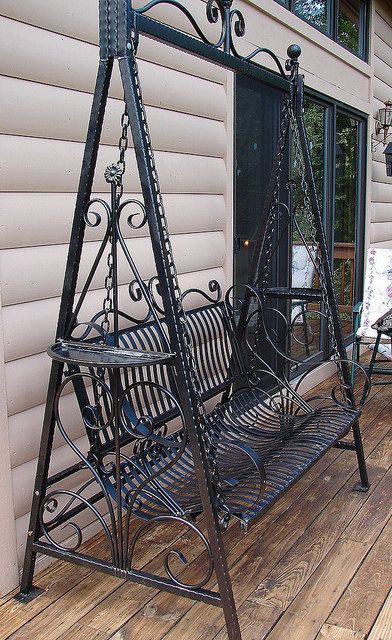 Hand forged Handmade Victorian Ornate Wrought Iron Achitectural Garden Porch Swing. $395.00, via Etsy. Victorian Porch, Wrought Iron Furniture, Garden Swing Seat, Wrought Iron Decor, Lan Can, Garden Swing, Iron Work, Iron Gates, Iron Furniture