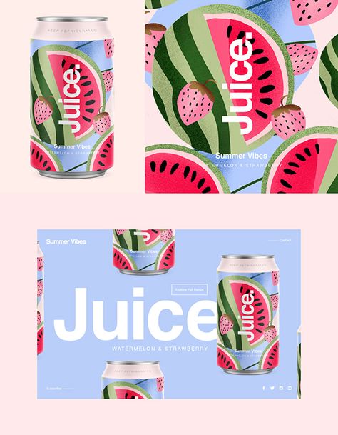 Juice Branding Design, Juice Branding, Drinks Packaging Design, Juice Packaging, Watermelon Juice, Packaging Labels Design, Beverage Packaging, Creative Packaging Design, Creative Packaging