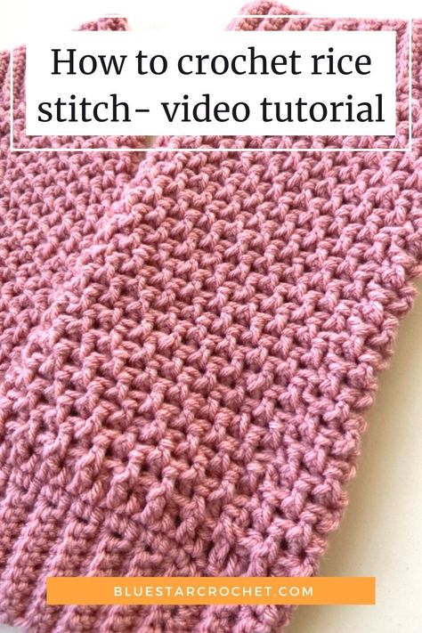 Crochet Rice Stitch Pattern, Crochet Thermal Stitch Tutorial, Rice Stitch Crochet Blanket, Crochet Feather Stitch, Easy Textured Crochet Stitches, Knit Look Crochet Stitch, Textured Crochet Stitches Free, Texture Crochet Stitches, Feather Stitch Crochet