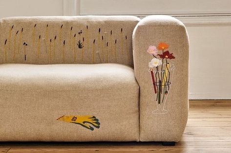 Embroidered Sofa, Hay Mags Soft, Icelandic Artists, Statement Sofa, Bright Decor, New Sofa, Soft Sofa, Plush Sofa, Lounge Room