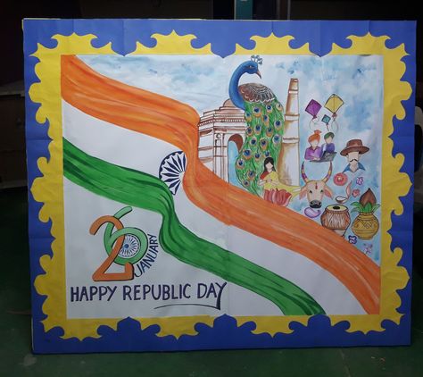 Deshbhakti Drawing Poster, Republic Day Poster Ideas, Poster On Independence Day, Onam Pookalam, Pookalam Design, Diy Crafts For School, Independence Day Drawing, Online Painting Classes, Bee Crafts For Kids