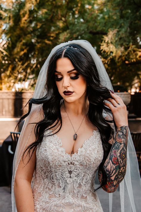 Moody Wedding Makeup Inspiration, Goth Bride Hair, Dark And Moody Wedding Makeup, Alternative Bridal Makeup, Goth Bride Makeup, Gothic Wedding Arch, Wedding Arch Ideas Diy, Makeup Moodboard, Cover Ups Tattoo